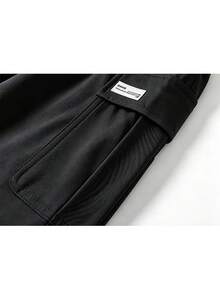 NBCT Women's Light Cargo Style Casual Long Pants, Contrast Color Drawstring Elastic Waist, 3D Cargo Pockets, Hiking Travel Camping Trekking Functional Pants - Black - View 5