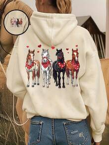Tween Girl Fun Graphic Print Pullover Sweatshirt, Warm & Comfortable Thermal Lined Pullover Sweatshirt For Autumn/Winter - Apricot - View 2