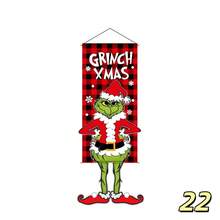 The Grinch The 1PC Christmas Print Hanging Cloth Banner, Hanging Painting Frame, Party Atmosphere Decoration Prop, Home Wall Decor, Store Window Display, Holiday Photo Backdrop, Reusable Christmas Scene Decoration, Easy Installation And Foldable Storage, Suitable For Christmas Party Decor - 110*40cm - View 10