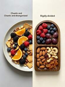 1/2/3 Compartment Divided Tray, Cheese & Milk Plate, Snack Tray, Wooden Breakfast Tray, Suitable For Nuts, Fruit, Cookies, Coffee, Decorative Party Serving Tray, Suitable For Afternoon Tea, Office Desk, Home Gathering - View 5