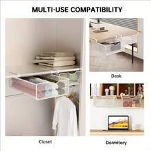 Pull-Out Hanging Underwear & Panties Storage Box, No Installation Smooth Sliding Wardrobe Iron Wire Basket, Pajamas Socks & Intimate Apparel Iron Wire Storage Bin, Multi-Layer Space-Saving Design, Breathable Iron Mesh Underwear & Socks Organizer Rack, Enhance Home Decor, Suitable For Office Desk, Wardrobe, Kitchen, Dormitory Storage, Applicable For Autumn Promotion, Halloween And Christmas Events - Multicolor - View 7