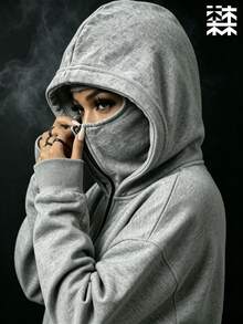 mulinsen 女款連帽拉鍊運動外套，全開襟袋鼠口袋寬鬆長袖運動夾克，街頭風 - 灰色 - 查看 2