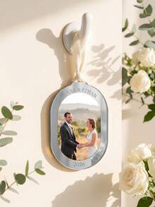 1pc Custom Photo And Text Our First Christmas Ornament,Anniversary Keepsake, Engagement, Custom Photo Ornament, Romantic Gift, Bridal Shower Present - Multicolor - View 9