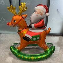 1pc Giant Swinging Reindeer Santa Claus Balloon, Self-Standing Self-Rocking, Easy To Inflate And Reusable, Photo Prop, Centerpiece, Suitable For Christmas, Home Living Room, Holiday Party, Store Window, Christmas Party Decoration - Christmas Rocking Horse - View 6