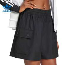 Adidas Clover New ESS C SHORTS 女款針織經典運動簡約短褲 - 黑色 - 查看 3
