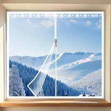 Winter Bedroom Windproof Cold-Proof Transparent Thermal Insulation Curtain, Sealing Window Curtain, No-Drill Installation, Cold And Warm Air Barrier, Thickened Windproof Insulation, High-Definition Transparent Film - Transparent White Zippered Thermal Curtains - View 11