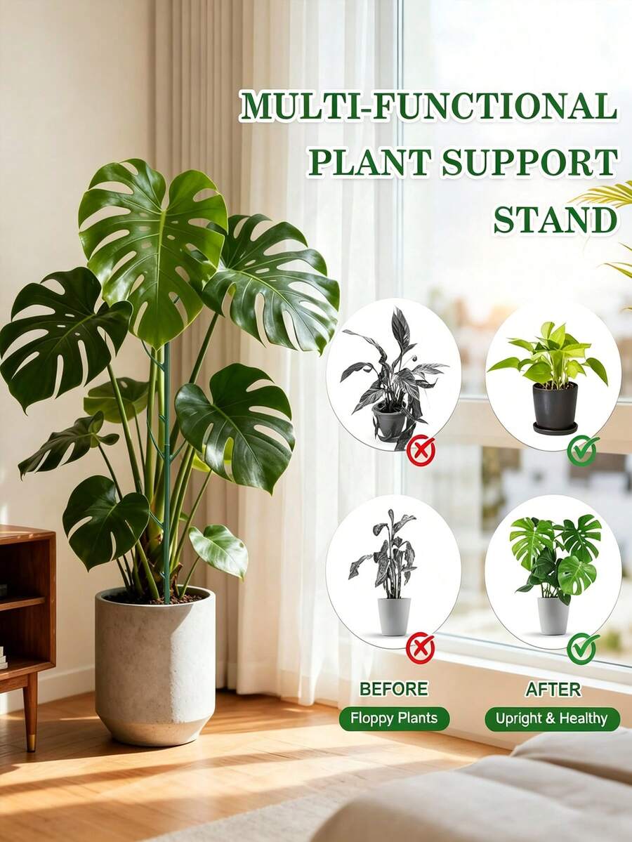 1/7/16/32pcs Bamboo Plant Support Stakes Set With Hook And Loop Ties And Clips, Stackable Tall Poles For Climbing Plant Stem Support, Plant Accessories Gardening Supplies Indoor Plant Rack