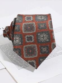 Men Micro‑Geometric Pattern Necktie, Elegant Woven Neckwear, Gentleman Suit Decor For Banquet & Daily Outfit - Multicolor - View 8