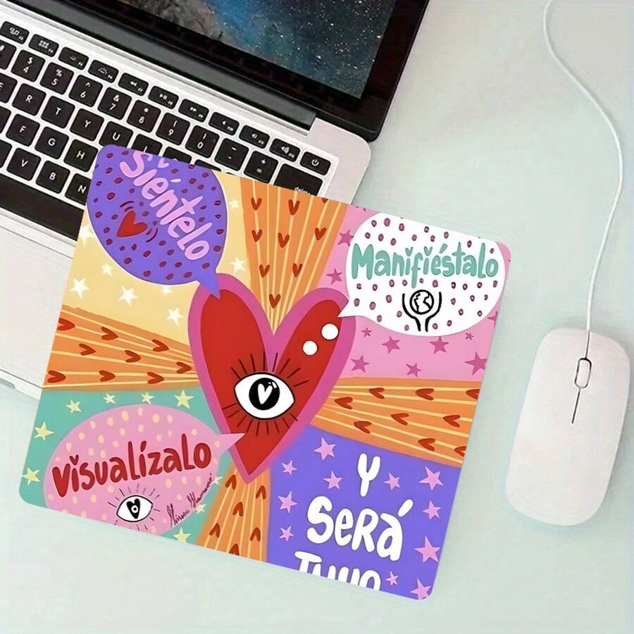 Square Mouse Pad Small Mousepad Mystic Heart Eye Spanish Desk Accessories, Stitched Edge Non‑Slip Rubber Base 9.4x7.8 Inches Desktop Protector Computer Desk Mat Laptop Keyboard Pad For Home Office School Gaming, Gift For Family Friends Colleagues - View 1