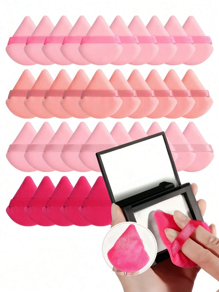 100/20/10/5 Triangular Powder Puff Applicators, A One-Time Powder Compact Set, Soft Triangular Facial Makeup Tools, Suitable For Applying Powder And Foundation Creams, Beauty Tools - Multicolor - View 1