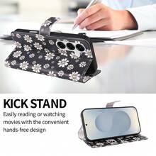 1 buah Dompet Ponsel Kulit Sintetis Kompatibel dengan Apple 18 Pro Max, A57, Note 15 PRO, Casing Pelindung Portabel dengan Motif Bunga Daisy (Versi Global, Bukan Model Lokal) - Putih - View 5
