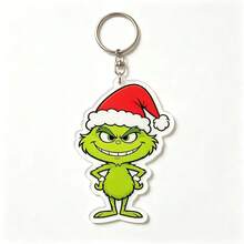 The Grinch Gantungan Kunci Akrilik Monster Hijau Natal, Liontin Dekorasi Liburan Kreatif, Gantungan Kunci Kartun - MultiWarna - View 10