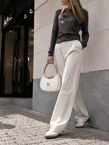 MLB Daily Commute Outdoor Sports Casual Travel Shopping Handbag Colorblock Embroidered Crescent Shoulder Bag 3ABQS014N-50CRD - Dark Cream - View 3