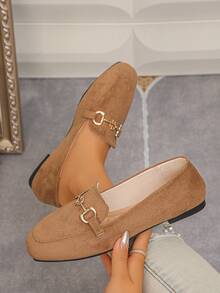 Women's Horsebit Loafers 2-In-1 Flat Slip-On Shoes - Camel - View 2