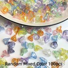 100pcs/Bag Mixed Color Flower Shape Acrylic Beads Colorful Calla Lily Flower Beads Loose Beads For DIY Handmade Bracelet Necklace Phone Chain Decorative Handicrafts Jewelry Making Supplies - Multicolor - View 13