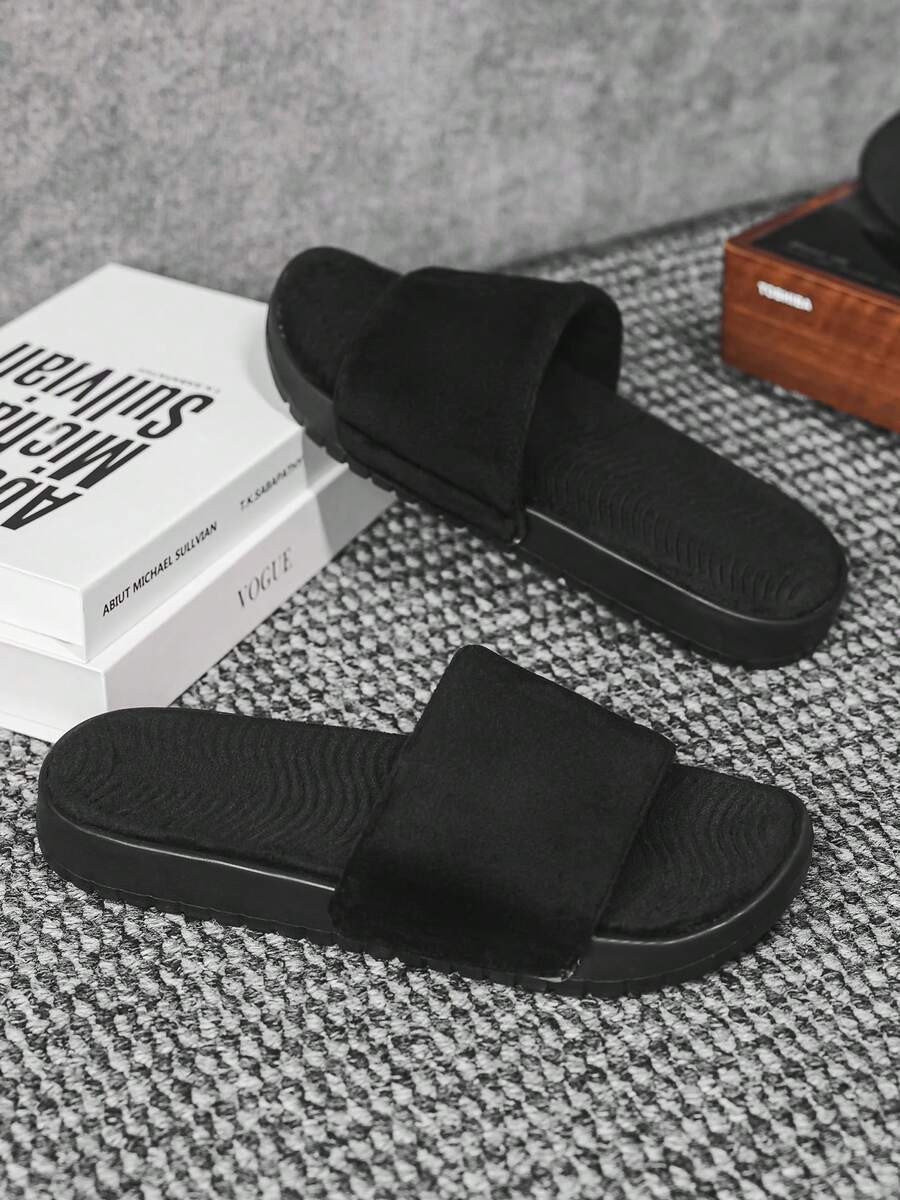 Men's Sandals, Comfortable Beach Slippers, Summer Men's Fashion Slippers, Indoor Home Slippers, Durable Soft Sandals - T075 Black - View 1