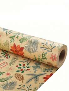 1 Gulungan Kertas Pembungkus Kado Natal Bergaya Pedesaan, Motif Bunga & Daun, Cokelat Kraft, Tanpa Komponen, Tema Pohon & Rusa Kutub, Perlengkapan Seni & Kerajinan, Kertas Jahit - Kertas kemasan - View 7
