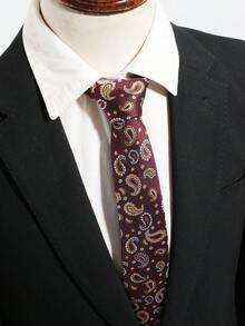 1Pc Men Burgundy Paisley Jacquard Premium Classic Formal Necktie For Business Wedding Office - Multicolor - View 2