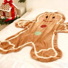 Christmas Plush Blanket Gingerbread Man Design Flannel Throw, Soft And Comfortable, Suitable For Christmas Holiday Home Chair Sofa Bed - Multicolor - View 5