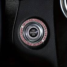 1pc Shiny Car Crystal Rhinestone Ring Emblem Sticker, Car Interior Decoration, Women's Shiny Car Accessories, One-Touch Start Button, Key Ignition Starter And Knob Ring - A - View 13