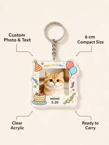 Custom Photo And Text Keychain, Personalized Keychain With Custom Photo, Custom Text And Custom Name, Bag Charm Keepsake Gift For Family And Friends - Multi-color - View 8