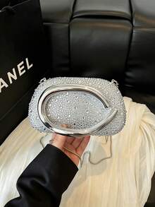 MIYIN Fashion Design Rhinestone Evening Clutch Bag, Elegant Exquisite Evening Wedding Party Bag, Crystal Diamond Sparkling Chain Bag, Perfect For Weddings, Family Gatherings, Banquets, Balls, Evening Cocktail Parties, Birthday Gifts, Valentine's Day Gifts, Christmas Gifts - Multicolor - View 1