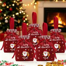 1pc Christmas Themed Velvet Drawstring Gift Bag, Suitable For Reusable Candy Storage, Holiday Season Gift Packaging, Also Can Be Used As Party Favor, Jewelry Storage Bag Or Wedding Gift, Suitable For New Year Party - Multicolor - View 5