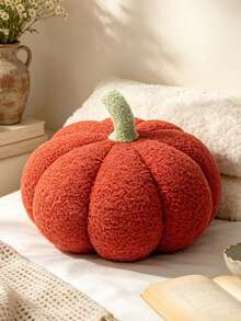 1pc Minimalist Grapefruit Red 3D Pumpkin Decorative Throw Pillow, Soft Skin-Friendly Fabric, Autumn Vibe Decorative Cushion, 2 Size Options - Grapefruit Red - View 1