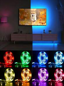 1m/3m/4m/10m USB Powered RGB TV Backlight Strip, Color Changing Ambient Light, Suitable For TV, Computer Monitor, Home Theater Decoration, Room, Living Room And Cabinet Decor Ambient Light Strip - Multicolor - View 2