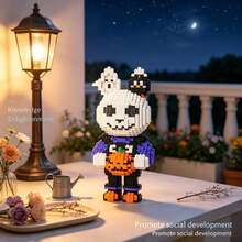 Cute Personalized Pumpkin Skeleton Bear, 1100+ Pieces, Halloween Gift, Creative Room Decor, Desktop Ornament, Birthday Gift, Christmas Gift, Best Friend Gift, Couple Gift, New Year Gift, Suitable For Everyone - Multicolor - View 8