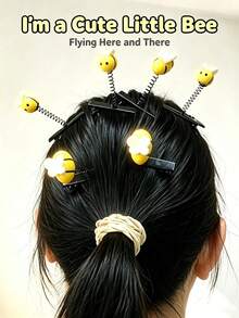 2pcs Bee Hair Clips, Quirky Creative Headwear -- Creative Hair Clips, Cute & Fun - Multicolor - View 1