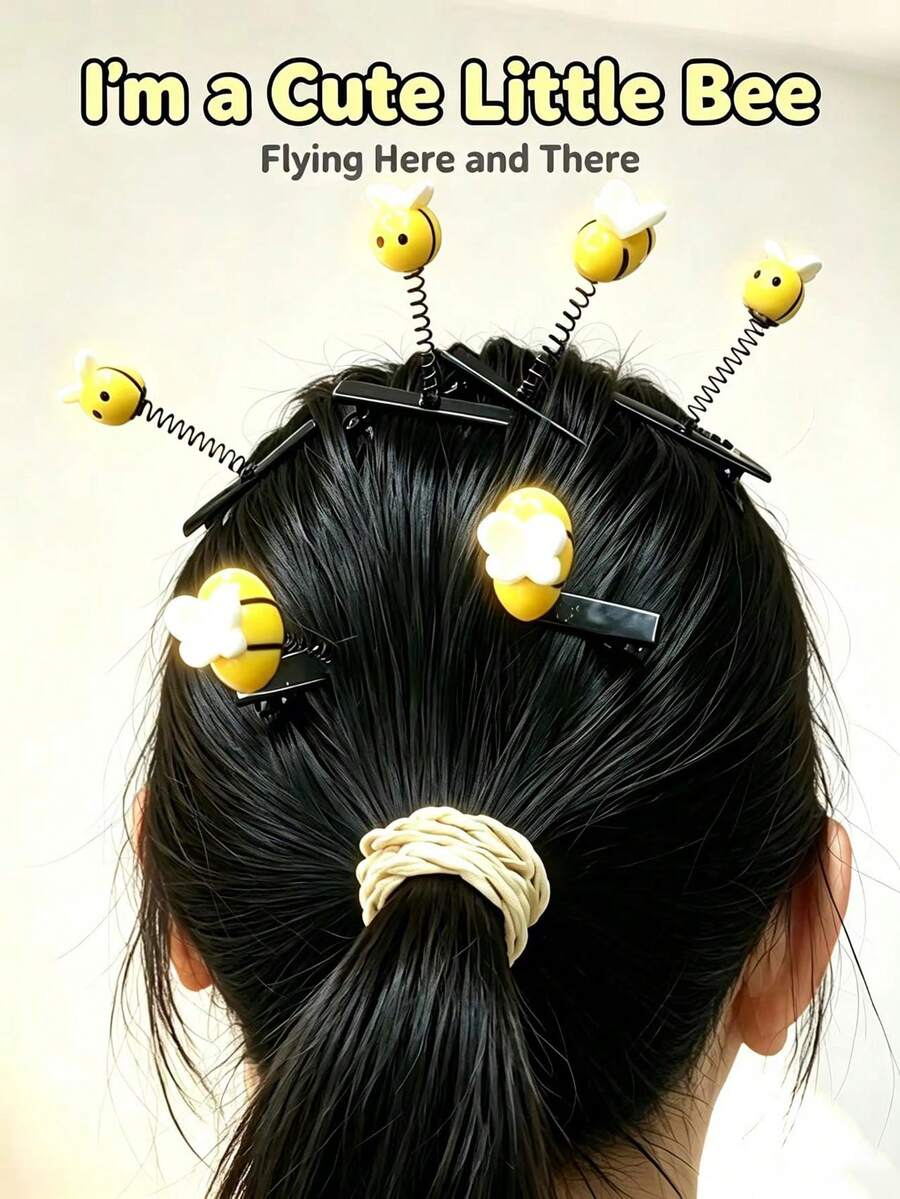 2pcs Bee Hair Clips, Quirky Creative Headwear -- Creative Hair Clips, Cute & Fun - Multicolor - View 1