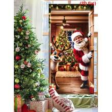 1pc 2D Flat Banner Santa Claus & Reindeer Shaped Christmas Door Hanging Flag, Christmas Decoration Door Sign Banner, Polyester Door Curtain, Christmas Decor, Winter Holiday Merry Christmas Party Backdrop Wall Decoration, Home Decor, Room Decor, 2026 Happy New Year Holiday Photography Background Decoration, Christmas Indoor & Outdoor Decoration, Christmas Party Gift - 1 - View 4