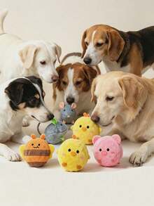 1/3pcs New TPR Pet Balls, Squeaky, Washable, Durable, Dog Chew Toy, High Elasticity, Cute Bee, Chick, Pig Shapes, With Sound Effect, Pet Training Toy - Multicolor - View 10