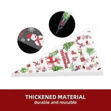 50pcs Christmas Cone-Shaped Snack Bags With Gold Twist Ties, For Candy, Popcorn, Cookies, Snacks Packaging, Christmas Print Transparent Triangle Bags, Holiday Party Gift Packaging Bags - - - View 6
