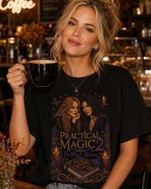 2 Illustration T-Shirt| Witchy Spellbook Design - Black - View 1