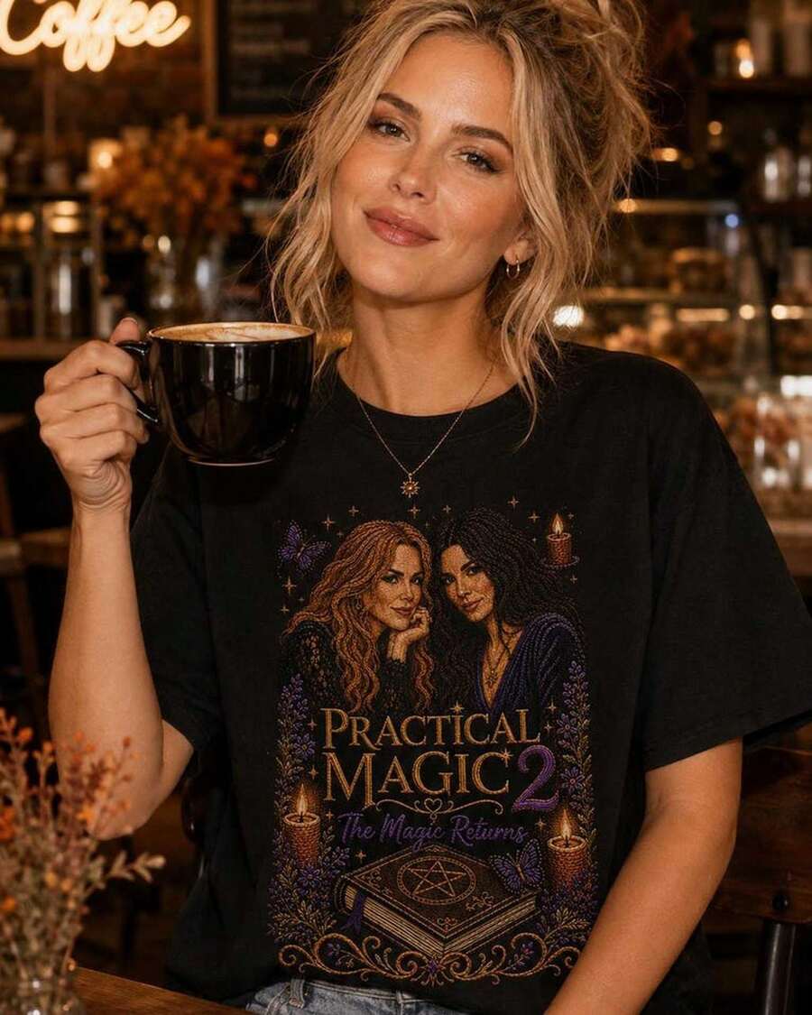 2 Illustration T-Shirt| Witchy Spellbook Design - Black - View 1