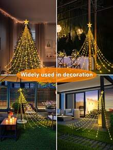 1pc USB Star Waterfall Lights, 2m/200 Lights/3 Meters/290 Lights, Outdoor Waterproof Christmas Lights, 8 Lighting Modes, Suitable For Outdoor Wreaths, Gardens, Streets, Parties, Weddings, Camping, Festivals, Christmas Trees, Parties, Christmas Decorations - One Size - View 7