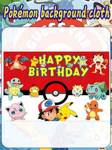 asmodee Pokemon Themed Birthday Backdrop, With Multiple Patterns To Choose From. Suitable For Pikachu For Halloween, Christmas, Holidays, And Everyday Party Photo Backgrounds. Hanging Banners For Setup. - Multicolor - View 9