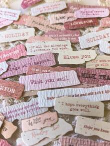 1 Pack 50pcs Natural Texture English Phrase Decorative Stickers DIY Collage Material - Multicolor - View 2