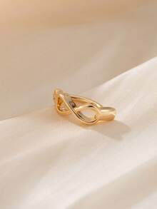 1pc Infinity Shaped Pierced Navel Ring, Suitable For Women's Daily Wear, Dating And Party Matching - Yellow Gold - View 3