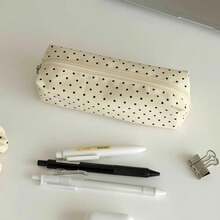 Cute Polka Dot Pencil Case, Large Capacity, Student Pencil And Pen Storage Bag, Multi-Functional Zipper Organizer, Can Store Neutral Pens, Highlighters, Erasers, Correction Tape And Small Stationery, Lightweight And Portable, Suitable For Students - A - View 7