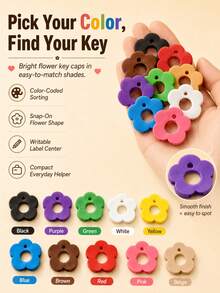 10/1PC Colorful Flower Keycaps (With Labels), Color-Coded Keycap Covers, Suitable For Home/Office Keyboards; Soft Touch Keycap Covers With Identification Labels For Quick Key Recognition; Fashionable And Easy-To-Install Keychain Organizer - One Size Fits All - View 5