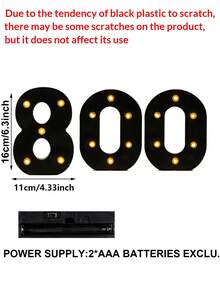 16cm 發光 LED 跑馬燈數字燈牌，暖白色電池供電數字燈，桌面裝飾數字燈，16歲 18歲 21歲 30歲 40歲 50歲生日 婚禮求婚 週年紀念 聖誕節節日派對拍照背景裝飾數字小夜燈 - 16cm黑色 - 查看 7