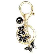 1pc Butterfly Letter Elegant Iron Alloy Keychain Pendant Accessory Winter Pink Black 26 English Letters - Black - View 23