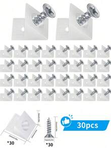 10/20/30Pcs Drawer Wedges With Screws, Drawer Bottom Support Brackets, Fixing Mending Wedges, Plastic Angle Code Bracket Fasteners, Drawer Reinforcement Repair Kit For Furniture Sagging Drawer - Backplate - View 6