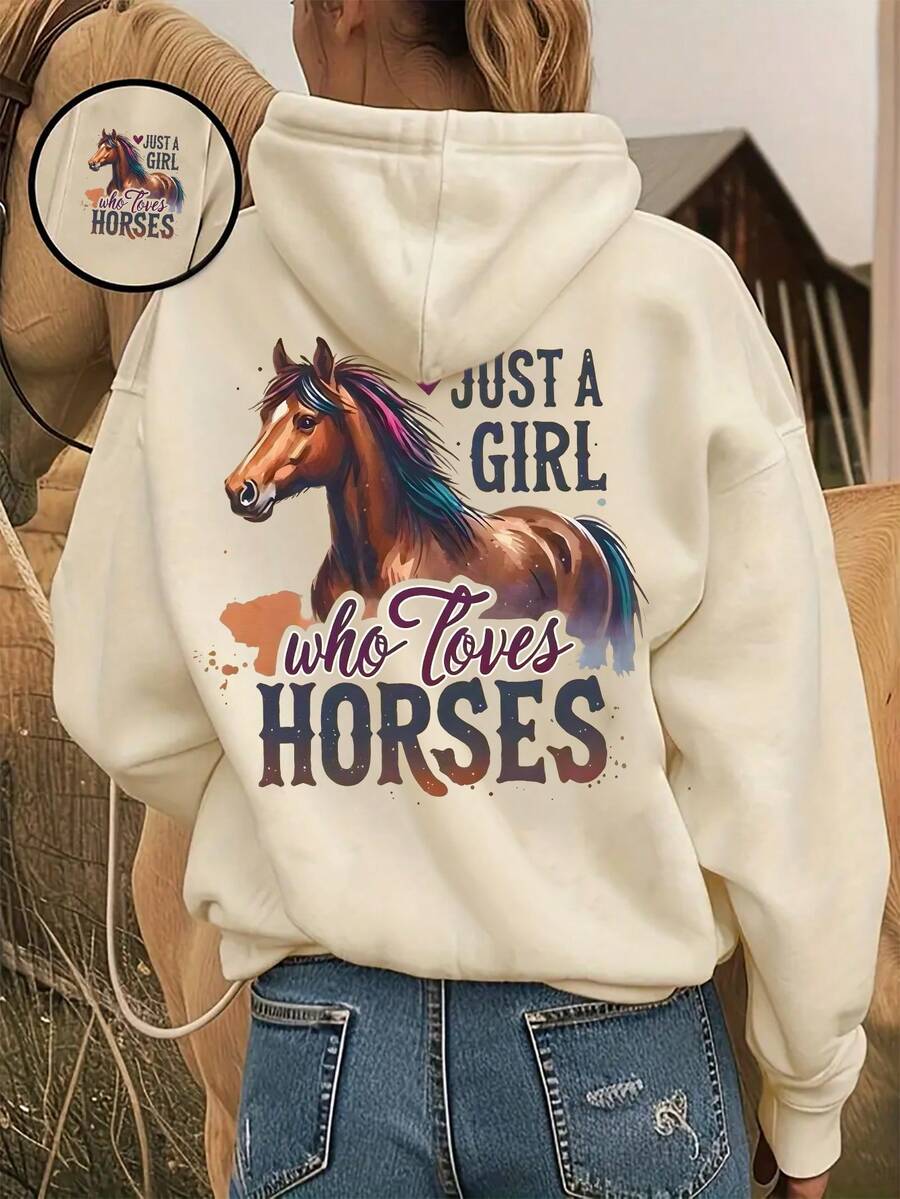 Tween Girl Fun Print Pullover Sweatshirt, Warm & Comfortable Thermal-Lined Pullover Sweatshirt For Autumn/Winter - Apricot - View 1