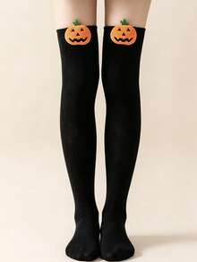 2 Pairs Halloween Kids Over-The-Knee Socks Cute Pumpkin Doll Striped Socks Children's Socks - Multicolor - View 4