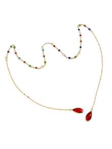 1pc Fashion Niche Copper Exotic Red Water Drop Ear Cuff Face Chain, Suitable For Women, Date, Party, Christmas, Valentine's Day Gift - Multicolor - View 4