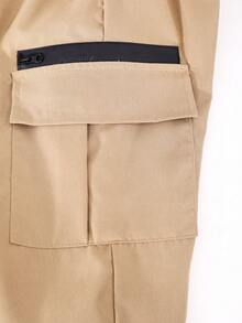2pcs/Set Boys Casual Loose Solid Color Pocket Cargo Pants, School, Campus, College - Multicolor - View 6